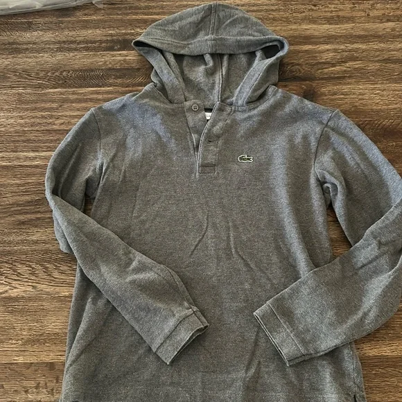 LACOSTE grey hooded long sleeve size 10 - Picture 1 of 7